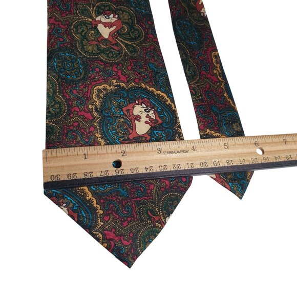 Vintage Looney Tunes Mania Taz Designer Necktie Floral Cartoon Collectable - Picture 3 of 5